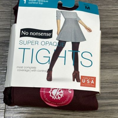 No Nonsense Super Opaque Control Top Tights Size M Port Royal